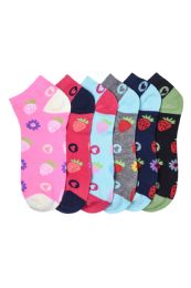 432 Wholesale Girls Printed Casual Spandex Ankle Socks Size 4-6