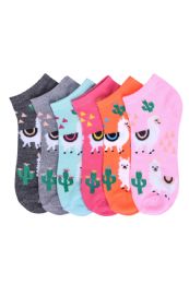 216 Pairs Girls Printed Casual Spandex Ankle Socks Size 9-11 Alpaca - Girls Ankle Sock