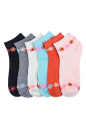 432 Pairs Girls Printed Casual Spandex Ankle Socks Size 9-11 Daisy Chain - Girls Ankle Sock
