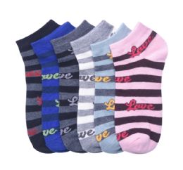 216 Pairs Girls Printed Casual Spandex Ankle Socks Love Design Size 6-8 - Girls Ankle Sock