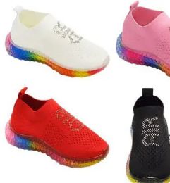 18 Wholesale Girls Sneakers Kids Lightweight Slip On Running Shoes Walking Shoes Breathable Tennis Shoes In Red Only