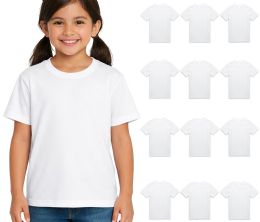 12 Pieces Girls Youth Cotton White T-Shirts Size Small - Girls Tank Tops and Tee Shirts