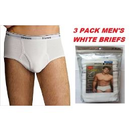 24 Wholesale Hanes 3 Pack Men's White Briefs ( Slightly Imperfect Size X Large