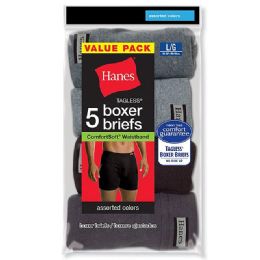 120 Pieces Hanes Mens Assorted Colors Boxer Brief Size L - Mens Underwear