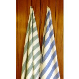 24 Pieces Island Stripe Fade Resistant Color Tones Beach Towel 100% Cotton Blue Color - Beach Towels