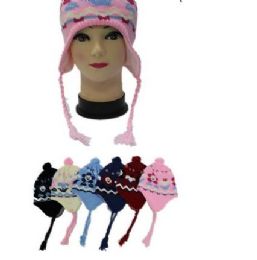 96 Pieces Kids Flower Printed Helmet Winter Hat - Winter Helmet Hats