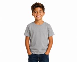 24 Pieces Kids Youth Cotton Gray T Shirts Size Medium - Boys T Shirts
