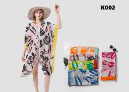 24 Pieces Kimono Wrap Is Acrylic Color Orange End - Winter Pashminas and Ponchos