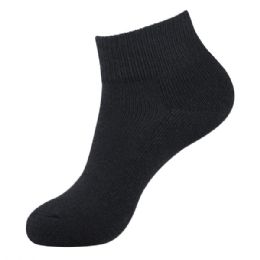 216 Pairs of Knocker Boy's Half Cushioned Quarter Socks In Black Size 6-8