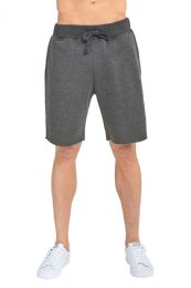 12 Wholesale Knocker Men's Fleece Shorts In Charcoal Grey Size Large