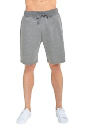 24 Pieces Knocker Men's Fleece Shorts In Heather Grey Size Large - Mens Shorts