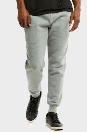 12 Wholesale Knocker Mens Slim Fit Fleece Jogger Pants In Heather Grey Size Medium