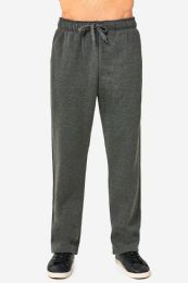 12 Wholesale Knocker Mens Slim Fit Fleece Heavy Weight Sweat Pants Charcoal Grey In Size Medium