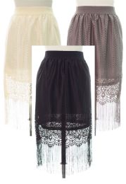 18 Wholesale Plus Lace Shell Knee Length Skirt Assorted