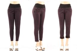 36 Pieces Ladies Checkered Fur Lined Leggings - Assorted Colors In Size XL-Xxl - Womens Leggings