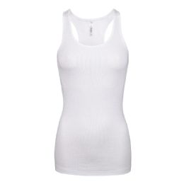72 Pieces Ladies Cotton Ribbed Knit Racerback Tank Top White Large - Womens Camisoles & Tank Tops