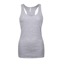 72 Pieces Ladies Cotton Ribbed Knit Racerback Tank Top H.grey Small - Womens Camisoles & Tank Tops