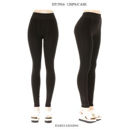 48 Wholesale Ladies Fleece Lined Legging In Black Size XL-Xxl