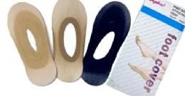 96 Units of Ladies' Foot Cover Sock Nylon One Size In Dark Beige - Womens Slipper Sock