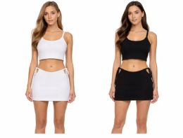 72 Pieces Ladies Jersey Mini Skirt In Black And White Assorted Sizes Small - Xlarge - Womens Skirts