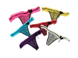 48 Pieces Ladies' Nylon G String With Leopard Print Size L - Womens Panties & Underwear