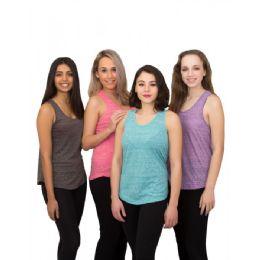 48 Wholesale Ladies Racer Back Tank Tops In Assorted Colors
