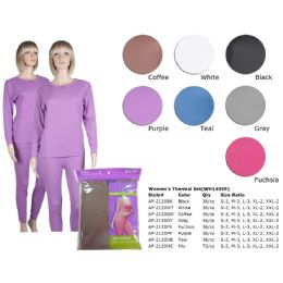 36 Units of Ladies Thermal Set In Coffee - Womens Thermals