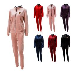 24 Pieces Ladies Winter Set Velour Assorted Size L/XL - Women's Active Wear Sets
