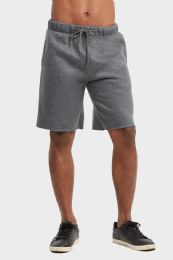 12 Wholesale Libero Mens Fleece Shorts In Charcoal Grey Size Large