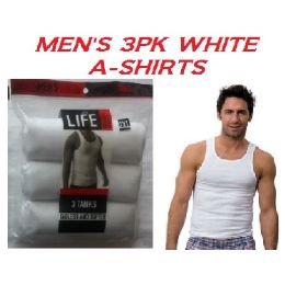 24 Pieces Life 3 Pack Men's White A-Shirts Size X Large - Mens T-Shirts
