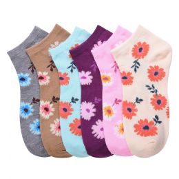 216 Units of Mamia Spandex Socks (flowery) Size 9-11 - Womens Crew Sock