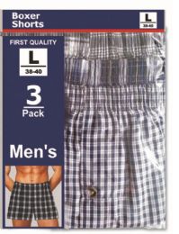 144 Wholesale Men's 3 Pack Boxer Shorts Size Xlarge