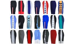 24 Wholesale Men's Assorted Active Shorts Basket Ball Shorts MoisturE-Wicking Mesh Fabric Size Xlarge
