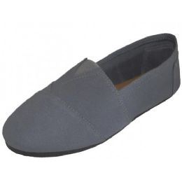 24 Pairs Men's Canvas Slip On In Grey Sizes 8-13 - Men's Shoes