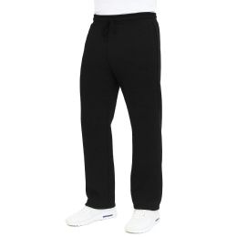 24 Pieces Men's Classic Heavyweight Fleece Sweatpants With Open Bottom Black Size 3XLarge - Mens Sweatpants