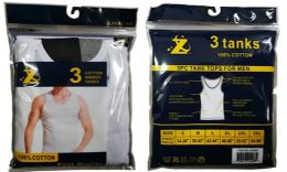 24 Pieces Men's Cotton Ribbed Tanks White Top Large - Mens Undershirts