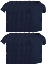 12 Pieces Men's Cotton Short Sleeve T-Shirt Size Xlarge, Navy Blue - Solid T-Shirts