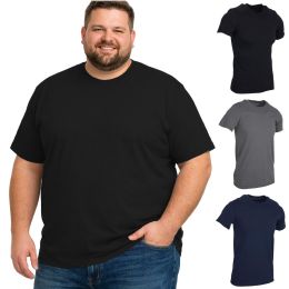 3 Pieces of Men's Cotton Short Sleeve T-Shirt Size 5xlarge, Assorted Colors Navy Black Gray