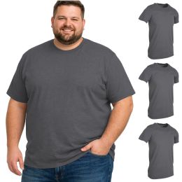 3 Pieces of Men's Cotton Short Sleeve T-Shirt Size 6xlarge, Charcoal Gray