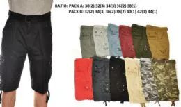 12 Wholesale Men's Fashion Cargo Shorts In Black