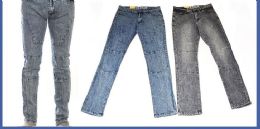 24 Wholesale Men's Fashion Jeans In Faded Blue