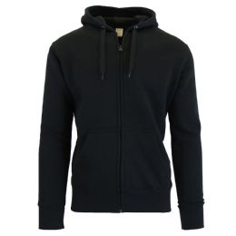 Men's FleecE-Lined Zip Hoodie Solid Black Bulk Buy
