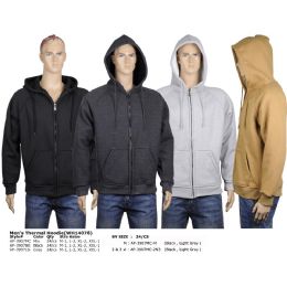 24 Wholesale Men's Fleece Hoodie Black Assorted Sizes