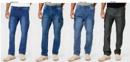 12 Pieces Men's Fleece Lining Cargo Jeans In Asst. Colors Package aa - Mens Pants