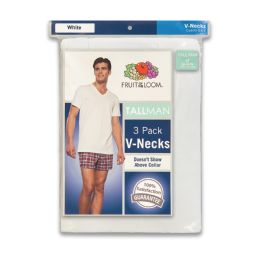 24 Wholesale Men's Fruit Of The Loom 3 Pack V Neck Shirt, Size Small