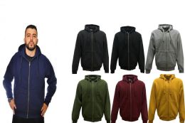 12 Wholesale Men's Heavy Hoodie Full Zip In Charcoal (pack C: XL-4xl)