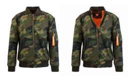 12 Wholesale Men's Heavyweight MA-1 Flight Bomber Jackets Woodland Camo Size Medium
