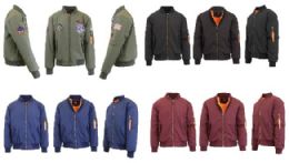 192 Wholesale Men's Heavyweight MA-1 Flight Bomber Jackets Pallet Deal Mix Sizes Colors
