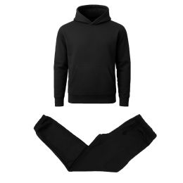 12 Packs Men's Heavyweight Soft Fleece Pullover Hoodie & Jogger Set Black Size L - Mens Sweat Shirt
