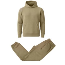 12 Packs Men's Heavyweight Soft Fleece Pullover Hoodie & Jogger Set Sand Size 2XL - Mens Sweat Shirt